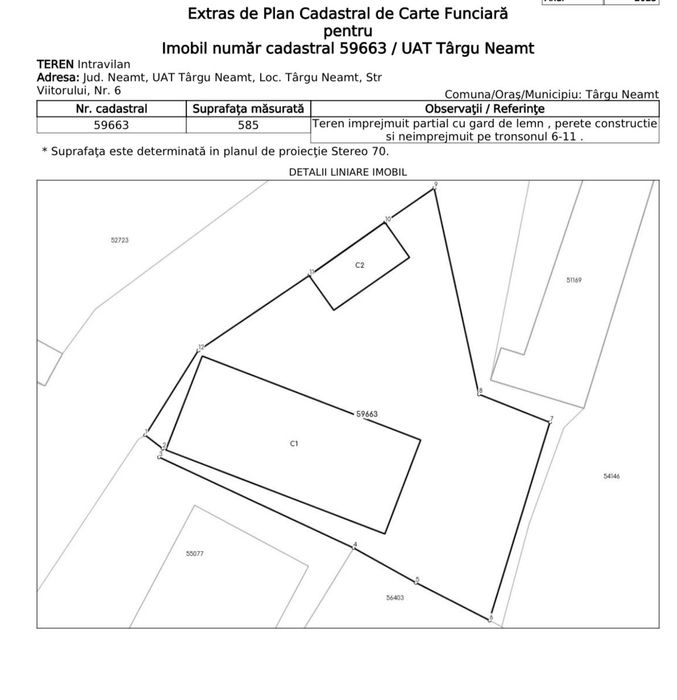 Teren de vânzare – 1.070 m² în total, zonă centrală Târgu Neamț