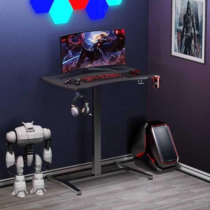 Маса с регулируема височина Airlift с кука за слушалки 100x 60x 117см