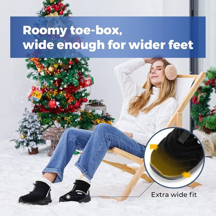 Ghete dama iarna impermeabile imblanite FitVille extra wide nr 38