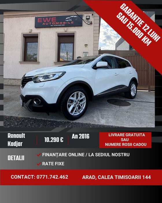 Renault Kadjar 1,5 dci Rate Fixe Garantie 12 Luni Livrare Gratuita