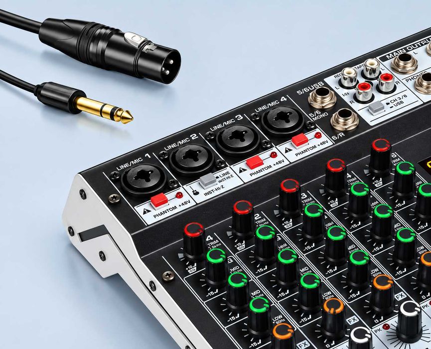 Pasiv mixer audio profesional 6 canale 99 Efecte digital DSP Stereo canal USB Bluetooth LED ecran