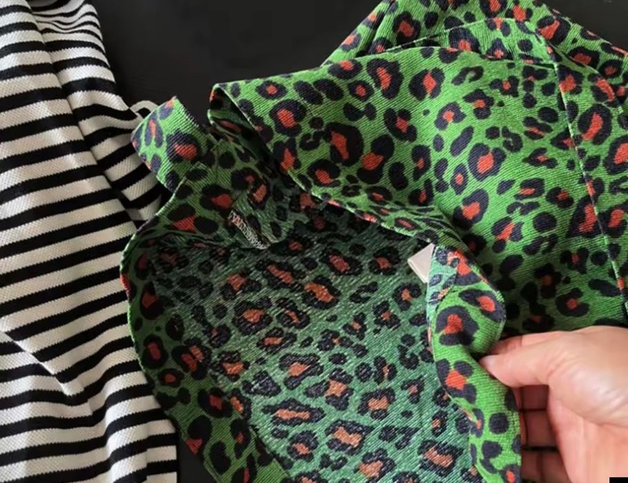 geantă de catifea cu leopard verde