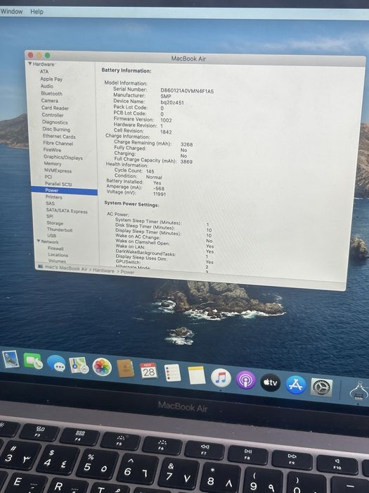 Macbook Air 2020  97% Bateria  8 GB RAM  256 GB