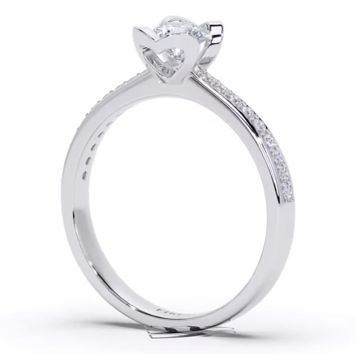 Inel de logodna cu diamante naturale - aur alb 18Kt -Atelier FIRESC
