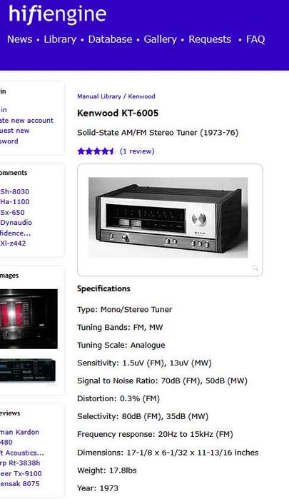 KENWOOD KT-6005 tuner Hi-Fi vintage *de colectie