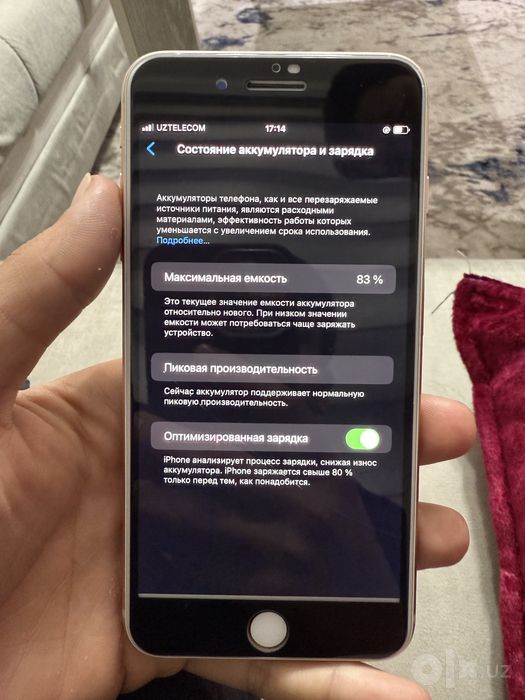 Iphone 8+ samsung s21 ideal holatda 83 yomkst 256 GB