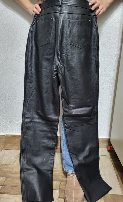 Pantaloni damă piele naturală Buongiorno, biker, mărime 42