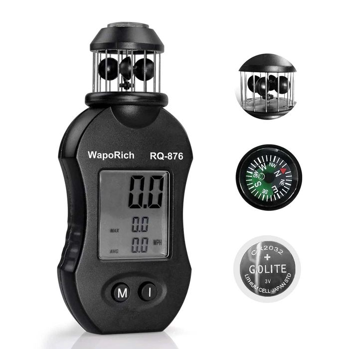 Ръчен анемометър за измерване на скоростта на вятъра с 360°