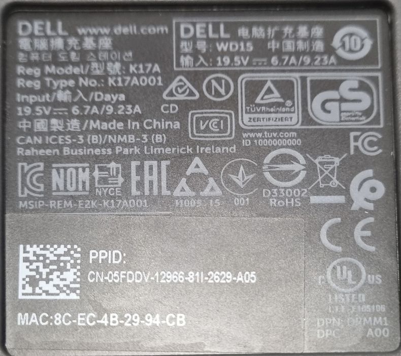 Docking station Dell WD15