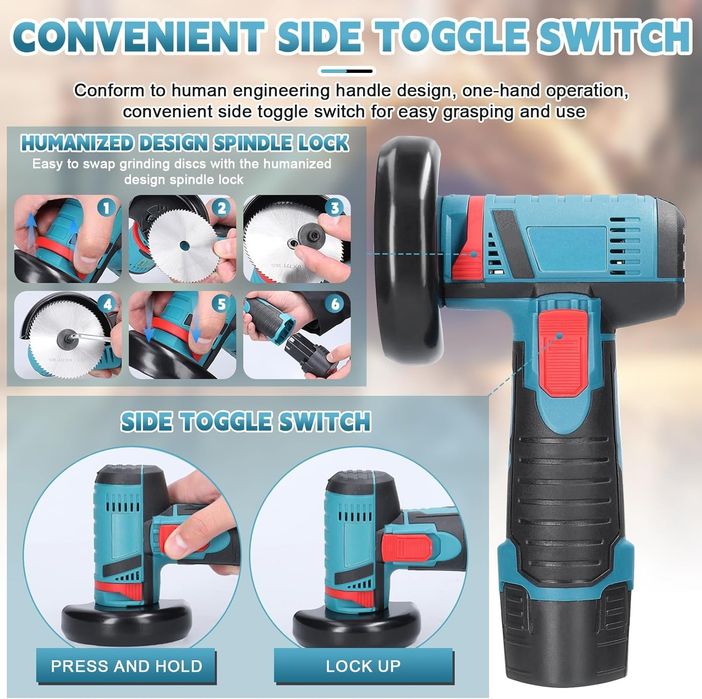 Мини Акумулаторен Ъглошлайф (Ръчна Шлайфмашина) с две батерии и кутия