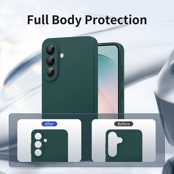 Матов силиконов кейс за samsung galaxy s26 - тъмно зелен - със защита