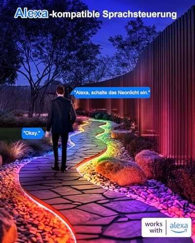 Smart Neon LED лента 10 м RGB IC с Alexa и Google