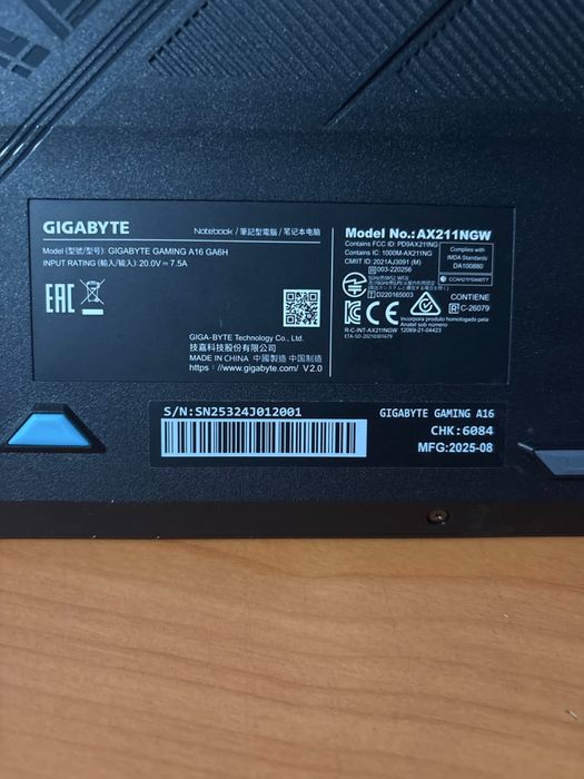 игровой ноутбук GIGABYTE GAMING A16