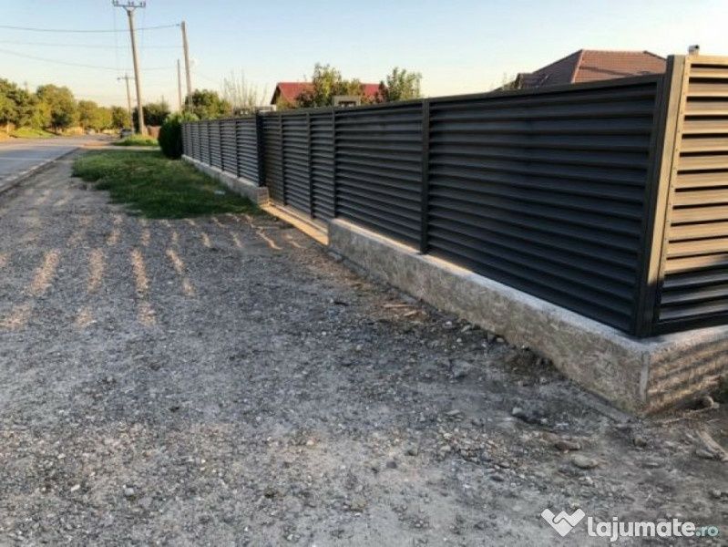 Gard din sipca metalica, fier forjat, tabla, BCA, plasă, jaluzele