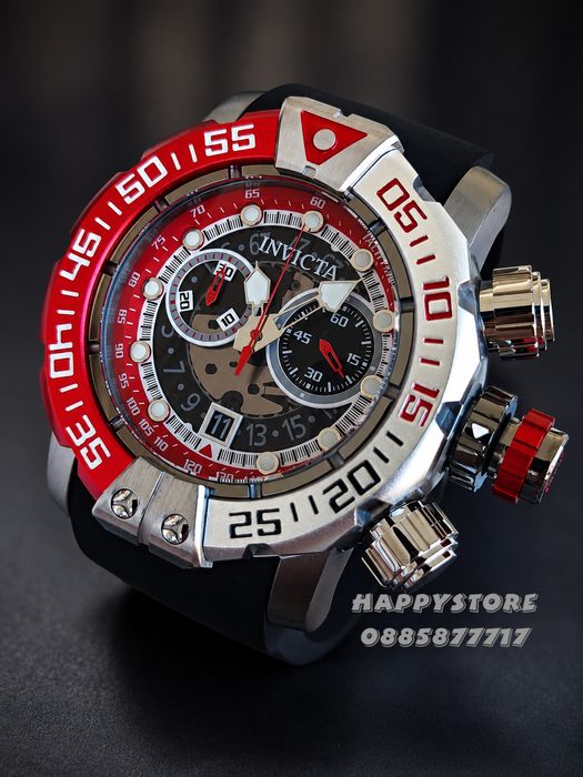 INVICTA Foxhound Red/Silver 57 mm, Инвикта нов мъжки часовник