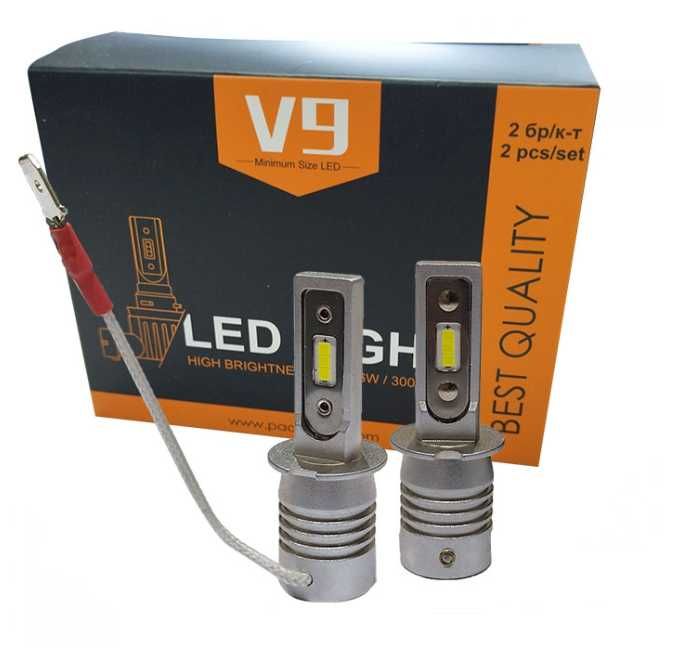 V9 LED крушки H1 H3 H4 H7 H8 HB3 HB4 без вентилатор 6000K