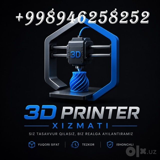 3d printer xizmati. Plastmassadan ixtiyoriy narsalar yasab beramiz.