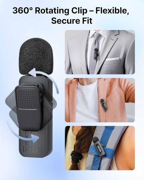 Нов BOYA BY-V3 безжичен микрофон за iPhone Android шумофилтър за влог