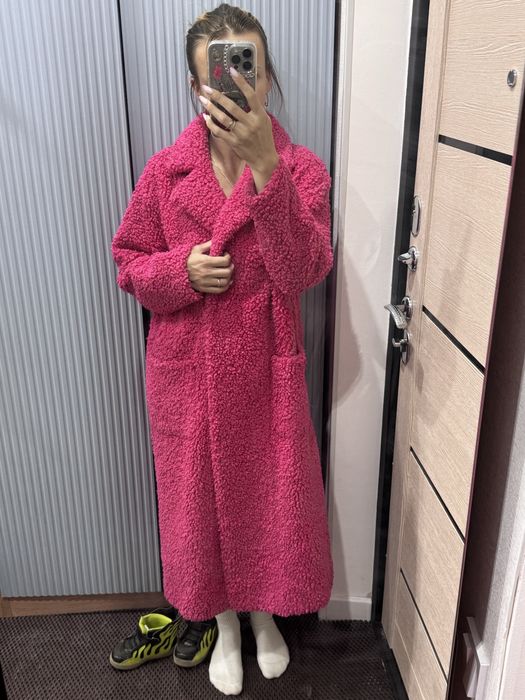 Шубка тедди розовая