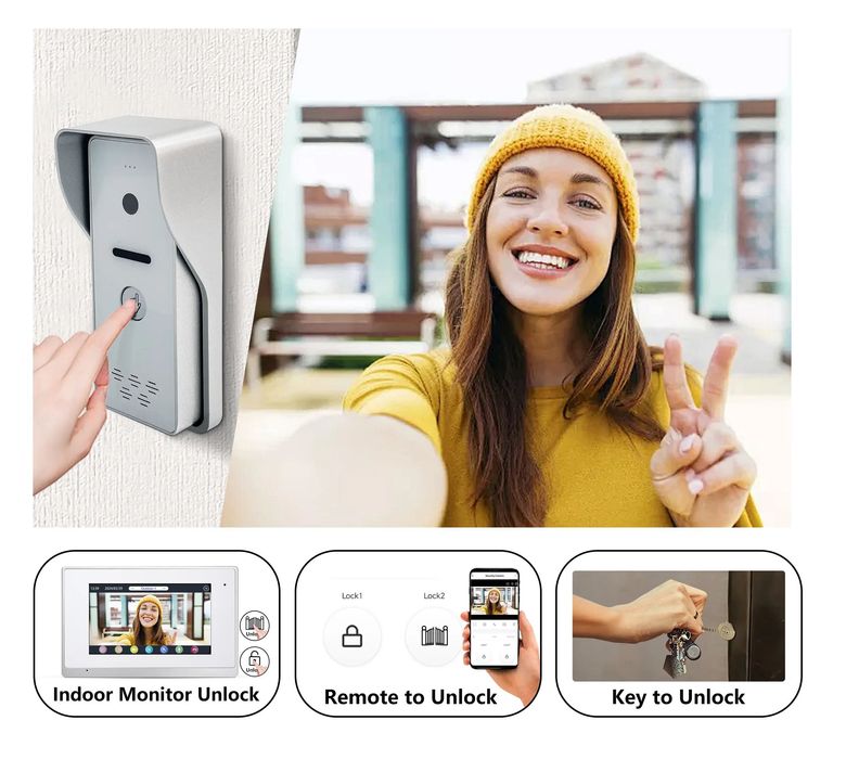 7 Инчов IP видеодомофон с Tuya Smart Life, Full HD камера и POE