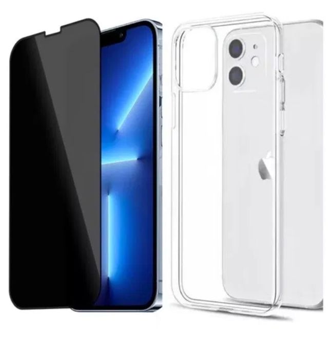 Husa XCASE si Folie Sticla 6DPrivacy Iphone 13/14/15/16E/16/17 PRO MAX