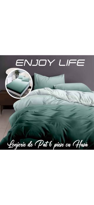 Lenjerie pat dublu Bumbac Finet 6 piese