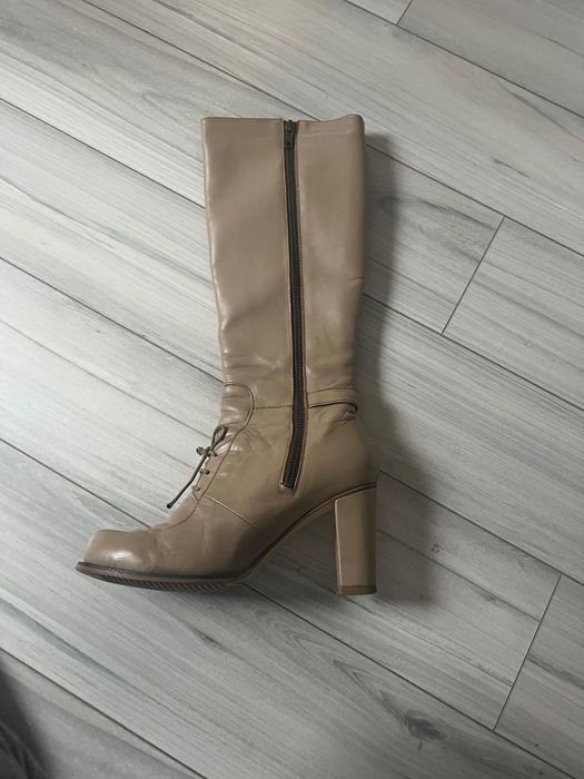Cizme piele bej captusite