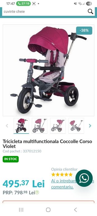 Se vinde tricicleta Cocolle Corso multifunctionala
