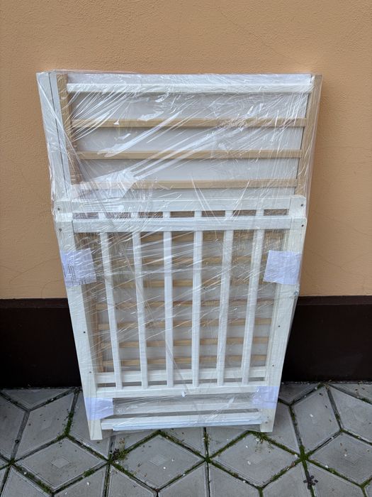 Patut copii din lemn Hubners Dominic 120x60 alb cu sertar + protectii