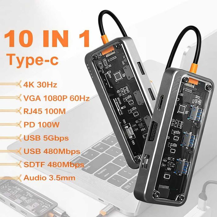 HUB Estet Многофункциональный 10in1 USB-C Хаб. Есть доставка