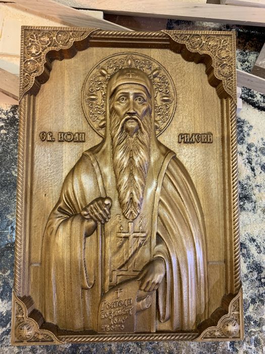 Дърворезба - икона на Свети Иван Рилски