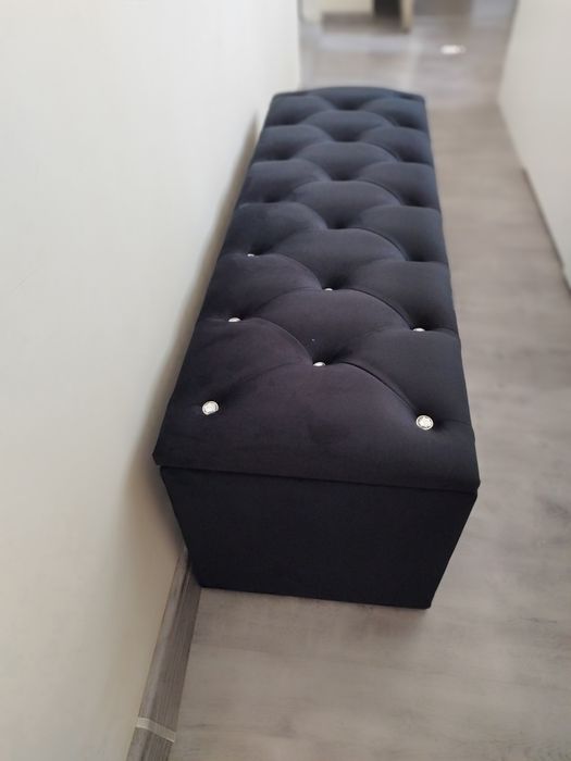 Bancheta,băncuță catifea ,lada pentru pat cu spatiu depozitare ,negru