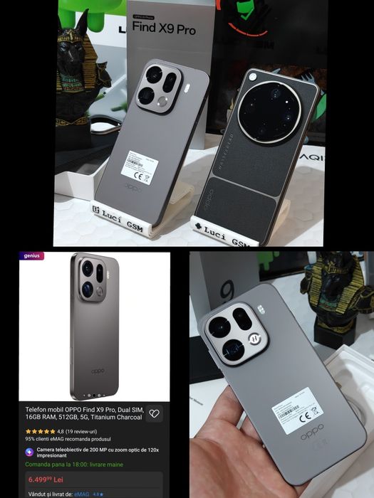 Oppo Find X9 PRO 5G (Titanium Charcoal) 512GB/ 16GB+12GB RAM (Ca NOU Desigilat de 1 Lună) Full Box (Ofertă Preț)