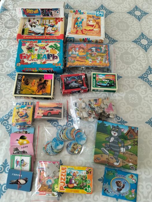 Кубики с 4 сюжетами пазлы цифры