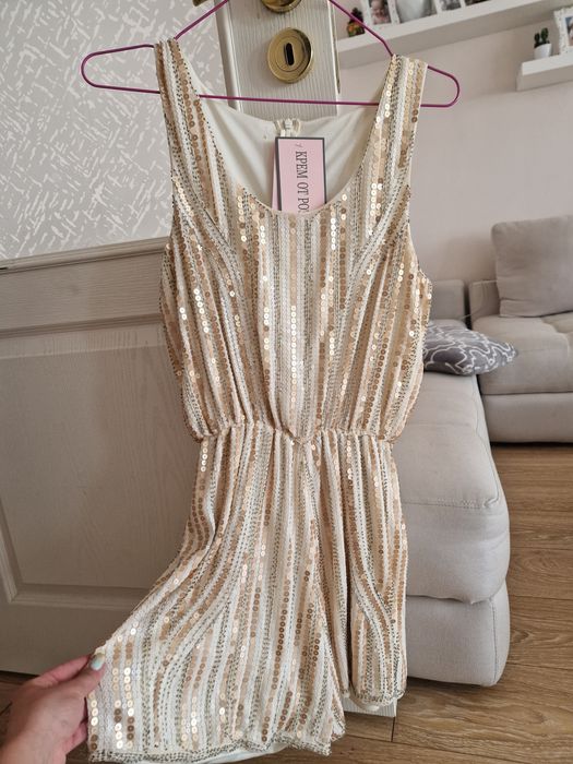 Официален гащериозн с пайети крем от рози