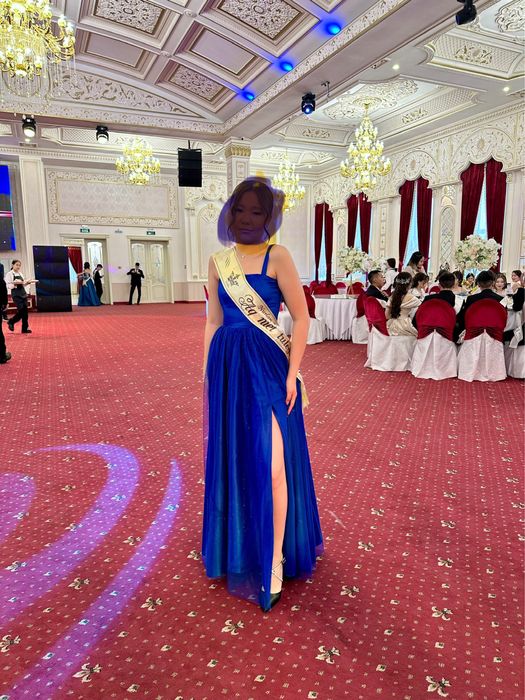 Вчерняя платья синего цвета , корсет, 42 р