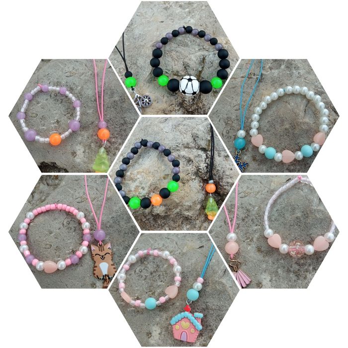 Комплект гердан и гривна със светещи елементи ръчно правени