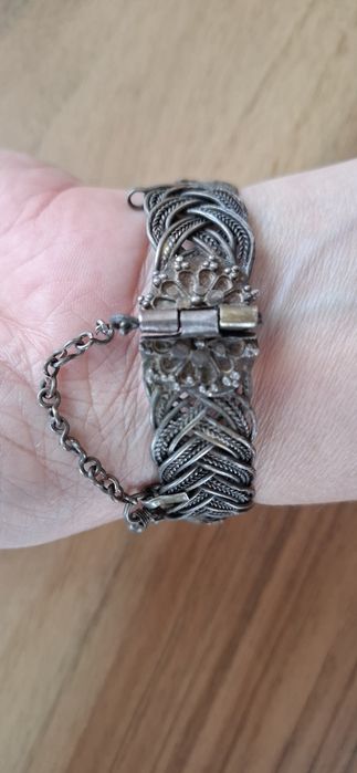 Лот много стара сребърна гривна и наушници