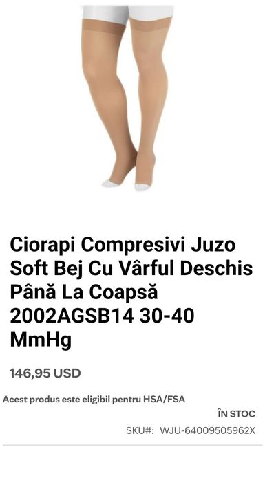 Ciorapi varice JUZO 2002 AG soft CCL II compresie, mărimea L sau 4
