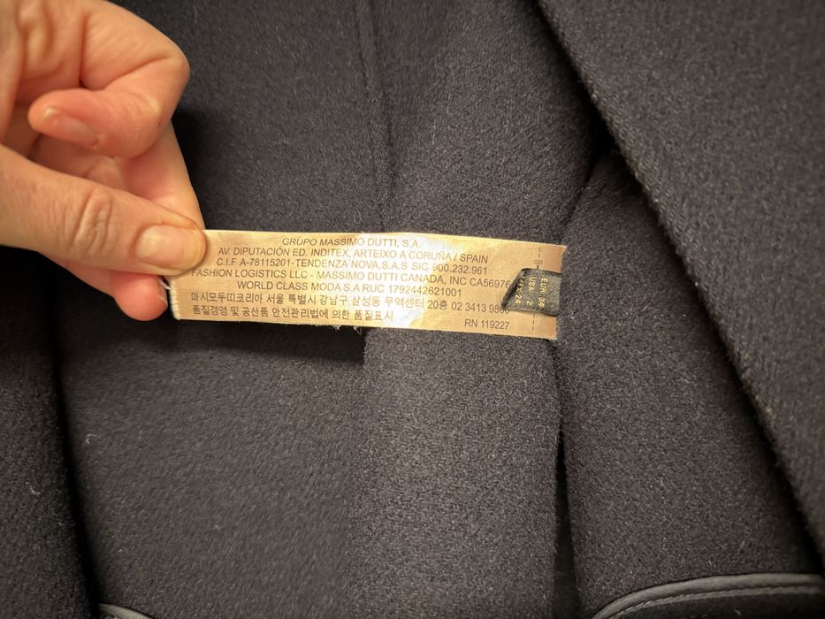 Дамско палто Massimo Dutti – тъмносиньо, 80% вълна, EU 34