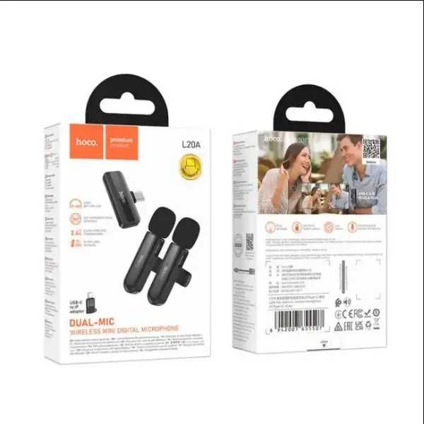 HOCO L20A Dual Mic Беспроводной Универсальный Микрофон. Есть доставка