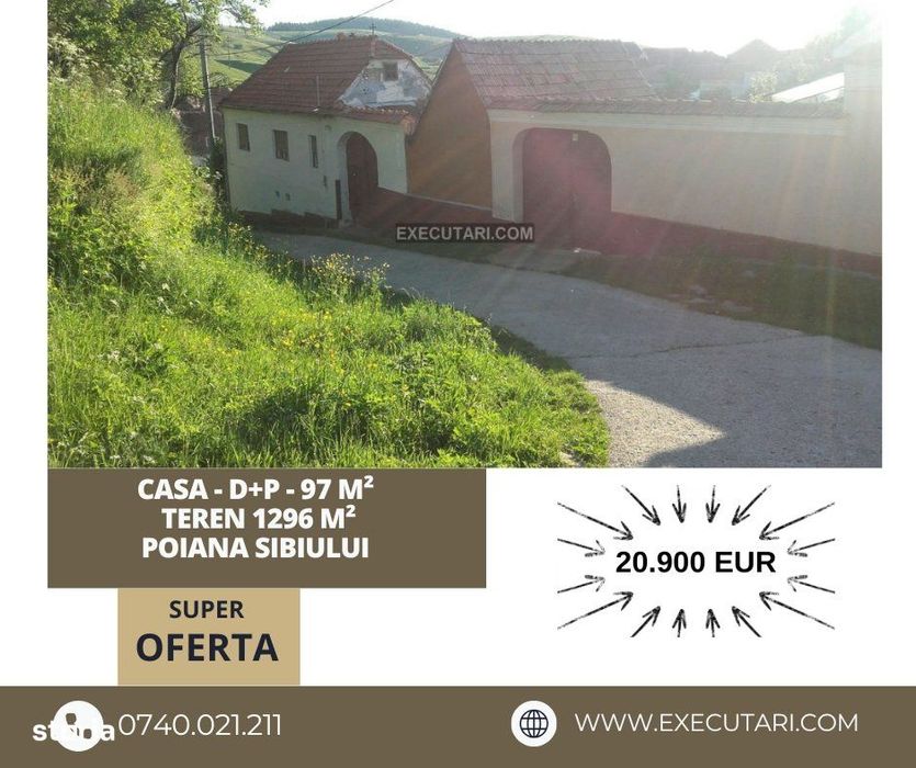 Casa - D+P - 140 m² + Teren 1296 m², Poiana Sibiului