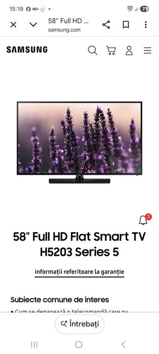 Vand samsung smart 58 inci cu telecomanda