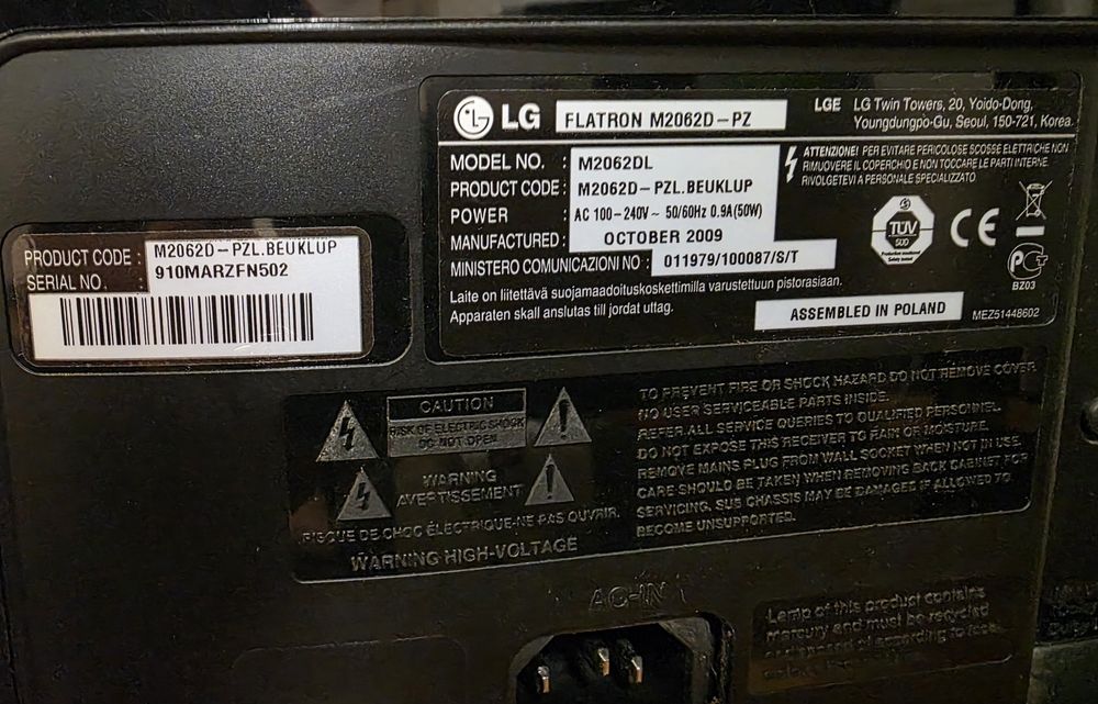 TV Monitor HD 20 inch sau 51 cm, hdmi, vga, usb, cablu dvb, scart