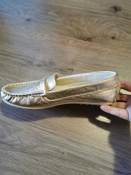 Mocasini/balerini eleganti, aurii, marime 35, Melania - NOI