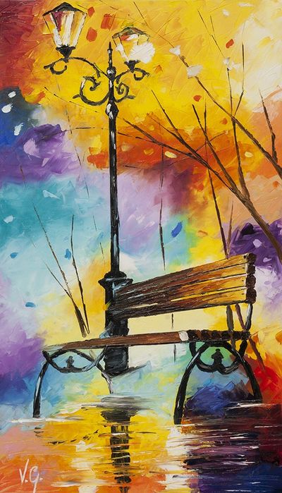 Оригинална маслена картина с размер 70х40см Waiting on a Friend