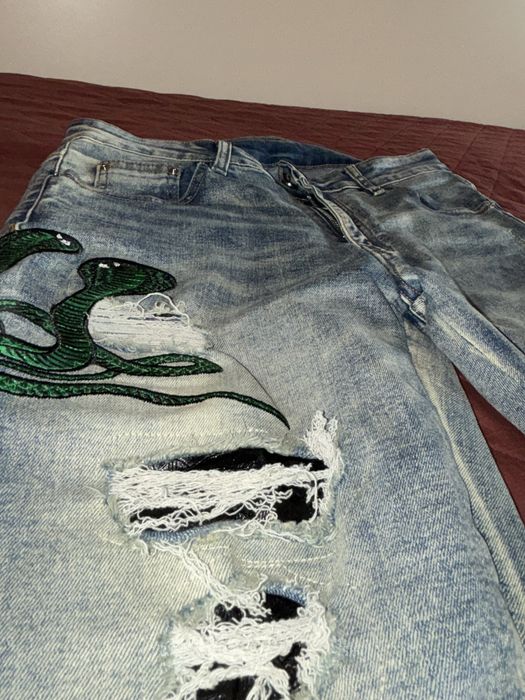 Blugi Slim Fit thevaluee Snake Jeans Albastru (nu zara,bershka,h&m)