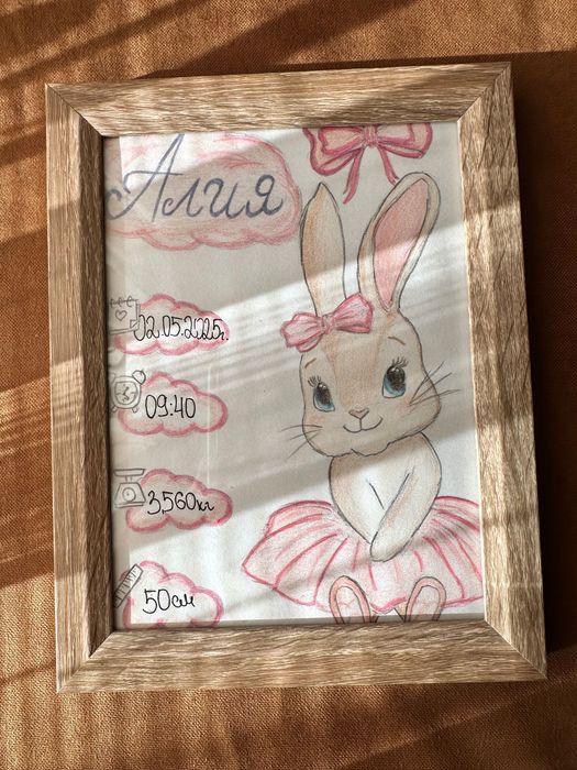 Ръчно рисувани бебешки визитки /персонализирани детски картини