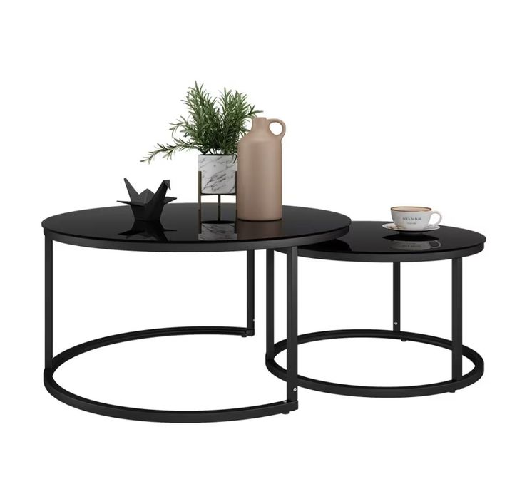 Две холни маси метал + стъкло 9358