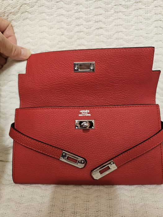 Portofel Kelly (  Kelly Wallet) rosu, piele naturala togo